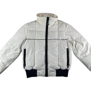 Gerry Jacket Womens Medium White Puffer Vintage Mock Neck Full Zip USA Made